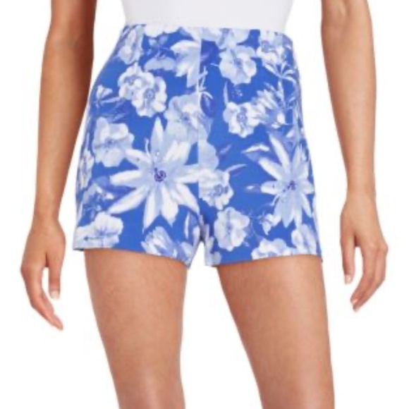 NEW GUESS JONI 2 Piece Set Halter Top and high Waist Floral Shorts Blue M / L - Picture 5 of 17